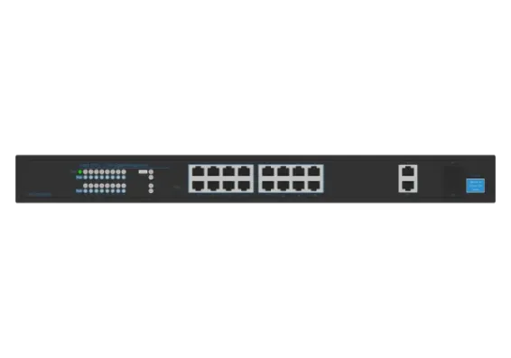 Hanwha - SKY-SW20g-001 - Switch SW20g (16 Port Gigabit PoE+ Switch with 2xUplink and 2xSFP, 802.3af (max 15.4W), 802.3at (max 30W), max power budget 250W, 10/100/1000 Mbps)