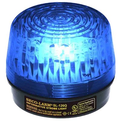 SECO-LARM - SL-126Q/B - Xenon Tube Strobe Light - Blue, 6-12VDC, UL Listed