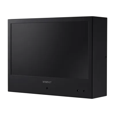 Hanwha - SMT-1030PV - 10" IP public view monitor,1080p (1920x1080), HDMI, VGA, Ethernet, 16:9 aspect ratio, Built-in speaker (2x2 W), VESA mountable (75 x 75mm), black casing, face detection display for visual deterrent, 2MP IP camera built-in, 4.6mm