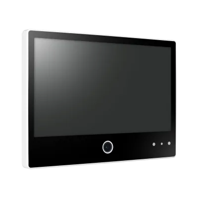 Hanwha - SMT-1031PVW - 10-inch (10.1") AI Enabled IP Public View Monitor (AI PVM), White Color, 1024x600 60Hz, Ethernet, Built-in Speakers (1W x2), AI Object Classification and Analytics, Face Detection, Motion Activated LED and Audio Alarm, Customiz