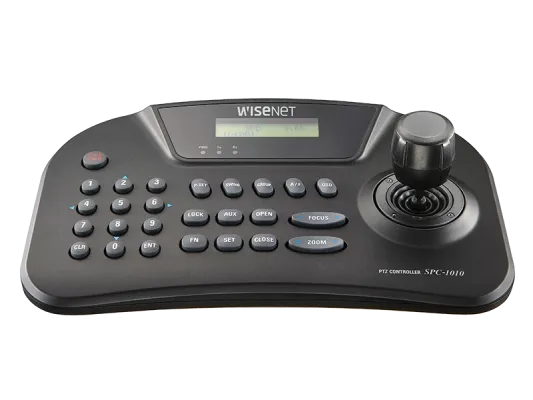 Hanwha - SPC-1010 - Controller, PTZ joystick controller, 2 line text LCD display, up to 255 PTZ/zoom cameras, RS-485