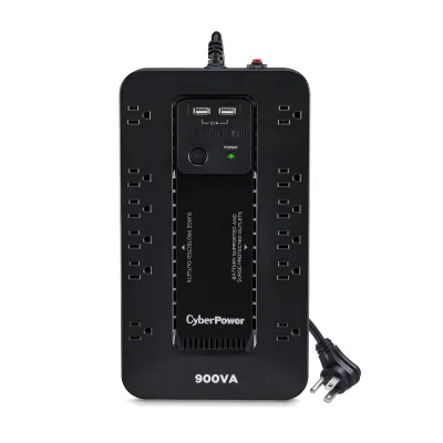 CYBERPOWER - ST900U - 900VA/500W, Standby UPS, Compact, 120V, (12) NEMA 5-15R, 2xUSB Charge Ports (2.1A Shared), 5Ft Cord, PowerPanel Personal Software, 3-Yr Warranty