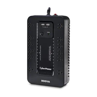 CYBERPOWER - ST900U - 900VA/500W, Standby UPS, Compact, 120V, (12) NEMA 5-15R, 2xUSB Charge Ports (2.1A Shared), 5Ft Cord, PowerPanel Personal Software, 3-Yr Warranty