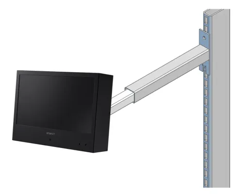 Hanwha - STB-10PVMCWA-W - Horizontal gondola monitor mount, accommodates one SMT-1030PV 10" PVM, easy height adjustment, angle optimized for best view, all installation hardware and brackets included, Powder coated white color, VESA 75 x 75 mm, produ