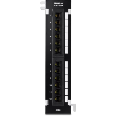 TRENDNET - TC-P12C6V - 12-Port Cat6 Unshielded Wall Mount Patch Panel with Included 89D Bracket