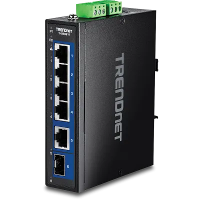 TRENDNET - TI-G50611 - 6-Port Industrial 2.5G DIN-Rail Switch with 10G Ports