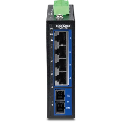 TRENDNET - TI-G51SC - 5-Port Hardened Industrial Gigabit DIN-Rail Switch with Multi-Mode SC Port