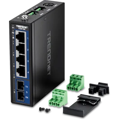 TRENDNET - TI-G51SC - 5-Port Hardened Industrial Gigabit DIN-Rail Switch with Multi-Mode SC Port