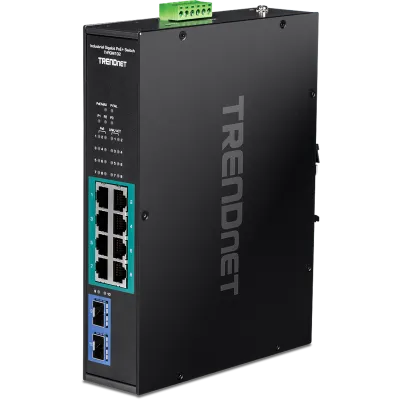 TRENDNET - TI-PGM102 - 10-port Industrial Gigabit PoE+ DIN-Rail Switch -20° – 65°C (-4° – 149°F)