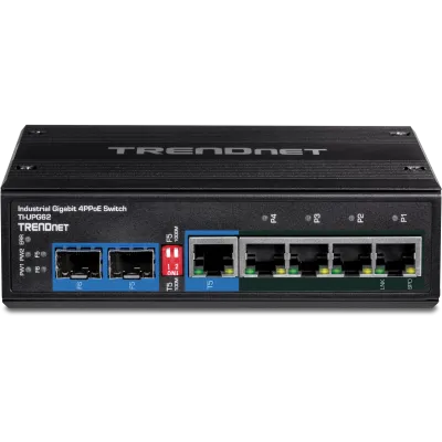 TRENDNET - TI-UPG62 - 6-Port Hardened Industrial Gigabit Ultra PoE DIN-Rail Switch