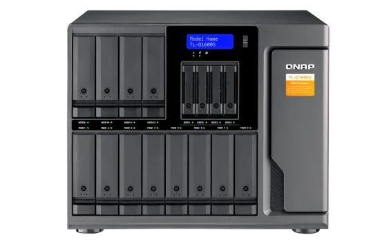 QNAP - TL-D1600S-US - 16-bay desktop SATA JBOD expansion unit with a QXP-1600eS PCIe SATA host card and 4 SFF-8088 to SFF-8644 SAS/SATA 6Gb/s external cables