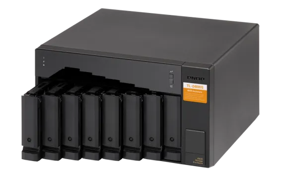 QNAP - TL-D800S-US - 8-bay desktop SATA JBOD expansion unit with a QXP-800eS-A1164 PCIe SATA host card and 2 SFF-8088 to SFF-8088 SAS/SATA 6Gb/s external cables