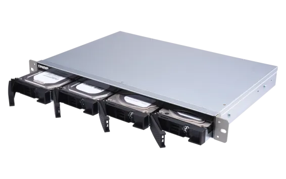 QNAP - TL-R400S-US - 4-bay 1U rackmount SATA JBOD expansion unit with a QXP-400eS-A1164 PCIe SATA host card and 1 SFF-8088 to SFF-8088 SAS/SATA 6Gb/s external cables