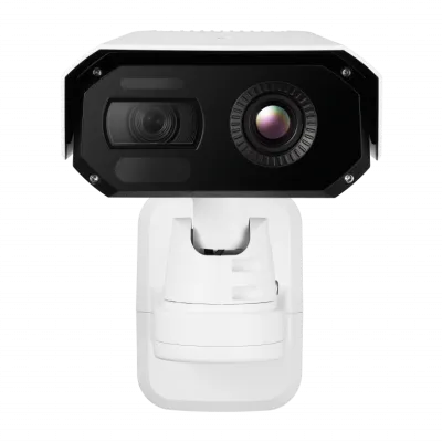 Hanwha - TNM-C4940TD - Wisenet T network Bi-spectrum AI Thermal Camera (uncooled), Dual sensor camera with VGA thermal and 4K visible video output, built-in 9.1mm fixed lens (FoV: 50° thermal) & 4.4~9.3mm motorized varifocal lens (FoV: 112.1°~47.5° v