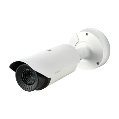Hanwha - TNO-4030TR - Wisenet T network outdoor vandal Radiometric bullet camera (uncooled), 640x480 @ 30fps, 13mm fixed focal lens (48.6°), triple codec H.265/H.264/MJPEG with Wisestream II, built-in SD card slot (1x256GB), advanced video analytics 