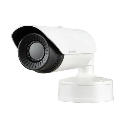 Hanwha - TNO-4050T - Wisenet T network outdoor vandal thermal bullet camera (uncooled), 640x480 @ 30fps, 35mm fixed focal lens (17.2°), triple codec H.265/H.264/MJPEG with Wisestream II, built-in SD card slot (1x256GB), advanced video analytics and s