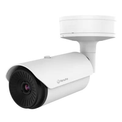 Hanwha - TNO-L4030T - Wisenet T network outdoor vandal thermal bullet camera (uncooled), 640x480 @ 8fps, 13mm fixed focal lens (48.6°), triple codec H.265/H.264/MJPEG with Wisestream II, built-in SD card slot (1x256GB), advanced video analytics and s