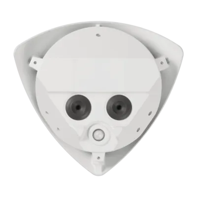 Hanwha - TNV-8011C - Compact corner mount camera, 5MP @ 30fps, triple codec, WDR 120dB, 2.3mm fixed, USB and CVBS, true D/N, built-in SD card slot (1x128GB), hallway view, HLC, defog detection, PoE, Audio-in/Audio-out, Wisenet open platform
 IP66, IP