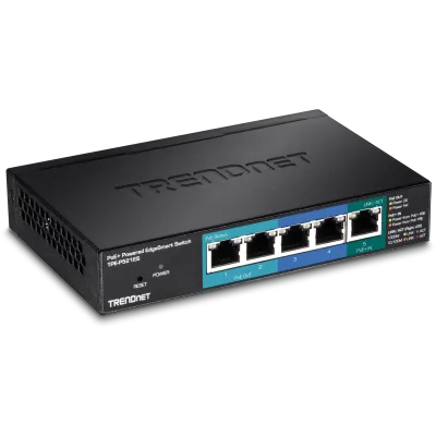 TRENDNET - TPE-P521ES - 5-Port Gigabit PoE+ Powered EdgeSmart Switch with PoE Pass Through (15W)