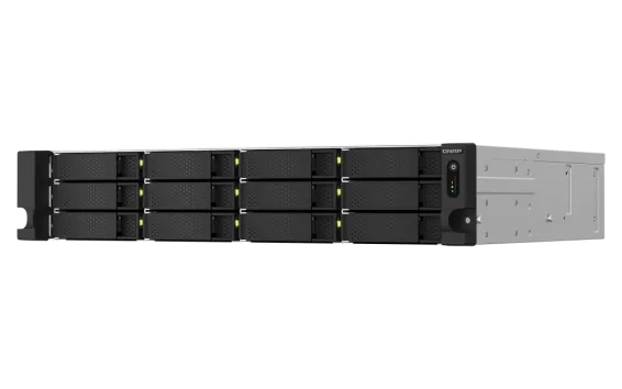 QNAP - TS-1264U-RP-4G-US - QNAP 2U 12-bay NAS/iSCSI IP-SAN, Intel Celeron 4C/4T (up to 2.7GHz), 4GB RAM, 2.5GbE LAN, 4K HDMI v1.4b, PCIe Expansion Slot, Redundant PSU