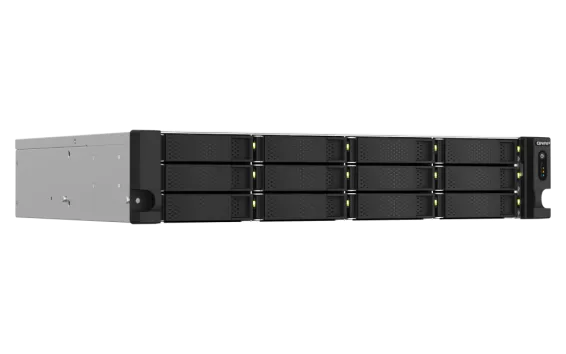 QNAP - TS-1264U-RP-8G-US - QNAP 2U 12-bay NAS/iSCSI IP-SAN, Intel Celeron 4C/4T (up to 2.7GHz), 8GB RAM On-Board, 2.5GbE LAN, 4K HDMI v1.4b, PCIe Expansion Slot, Redundant PSU