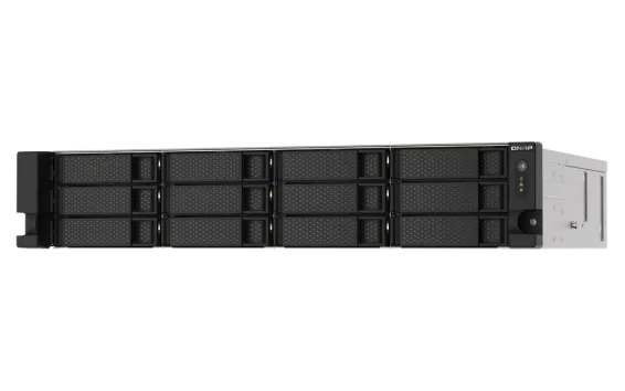 QNAP - TS-1273AU-RP-8G-US - QNAP 2U 12-Bay NAS/iSCSI IP-SAN. AMD Ryzen V1500B Quad-core 2.2GHz, 8GB RAM, 2x2.5GbE LAN, Redundant PSU, Optional 10GbE & M.2 NVMe via PCIe expansion