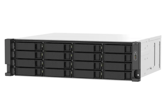 QNAP - TS-1673AU-RP-16G-US - QNAP 3U 16-Bay NAS/iSCSI IP-SAN. AMD Ryzen V1500B Quad-core 2.2GHz, 16GB RAM, 2x2.5GbE LAN, Redundant PSU, Optional 10GbE & M.2 NVMe via PCIe expansion