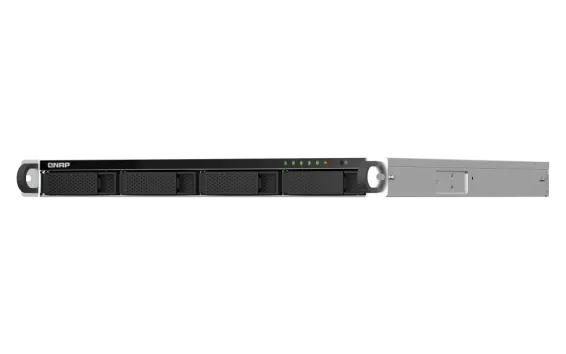 QNAP - TS-464U-8G-US - QNAP 1U 4-bay NAS/iSCSI IP-SAN, Intel Celeron N5105/N5095 4C/4T (up to 2.7GHz), 8GB DDR4 RAM (on-board), 2.5GbE LAN, 4K HDMI v1.4b, PCIe Expansion Slot, Single PSU
