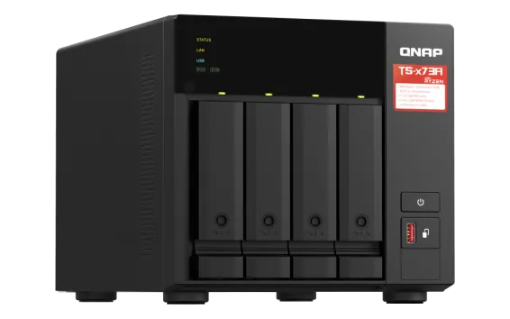 QNAP - TS-473A-8G-US - QNAP Desktop 4-bay NAS/iSCSI IP-SAN, AMD Ryzen V1000 series V1500B 4C/8T 2.2 GHz, 8GB RAM, two 2.5GbE, 10G-ready