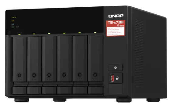 QNAP - TS-673A-8G-US - QNAP Desktop 6-bay NAS/iSCSI IP-SAN, AMD Ryzen V1000 series V1500B 4C/8T 2.2 GHz, 8GB RAM, two 2.5GbE, 10G-ready