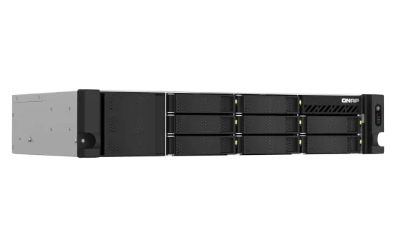 QNAP - TS-873AeU-RP-4G-US - QNAP 2U 8-Bay short-depth rackmount NAS/iSCSI IP-SAN. AMD Ryzen V1500B 4C/8T 2.2GHz, 4GB RAM, 2x2.5GbE LAN, M.2 2280 NVMe/SATA SSD( PCIe Gen3x1), Optional 10GbE PCIe expansion, Redundant PSU