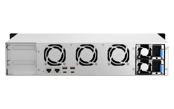 QNAP - TS-873AeU-RP-4G-US - QNAP 2U 8-Bay short-depth rackmount NAS/iSCSI IP-SAN. AMD Ryzen V1500B 4C/8T 2.2GHz, 4GB RAM, 2x2.5GbE LAN, M.2 2280 NVMe/SATA SSD( PCIe Gen3x1), Optional 10GbE PCIe expansion, Redundant PSU