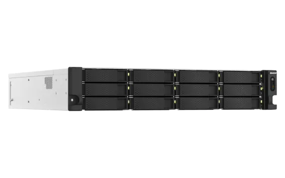 QNAP - TS-h1887XU-RP-E2336-32G-US - QNAP 18-Bay 2U Rackmount NAS, Intel Xeon E-2336 6C/12T 2.9 GHz processor (boost up to 4.8 GHz), 32 GB ECC DDR4, 2 x 2.5"/3.5" SATA 6Gbps HDD/SSD + 6 x 2.5" SATA 6Gbps, 10GBASE-T, 2.5GbE RJ45, USB 3.2 Gen2, PCIe Gen4