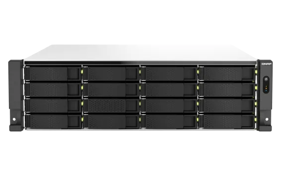 QNAP - TS-h2287XU-RP-E2336-32G-US - QNAP 22-Bay 3U rackmount NAS, Intel Xeon E-2336 6C/12T 2.9 GHz processor (boost up to 4.8 GHz), 32 GB ECC DDR4, 16 x 2.5"/3.5" SATA 6Gbps HDD/SSD + 6 x 2.5" SATA 6Gbps, 10GBASE-T, 2.5GbE RJ45, USB 3.2 Gen2, PCIe Gen4 