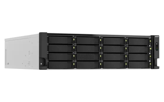 QNAP - TS-h2287XU-RP-E2378-64G-US - QNAP 22-Bay 3U rackmount NAS, Intel Xeon E-2378 8C/16T 2.6 GHz processor (boost up to 4.8 GHz), 64 GB ECC DDR4, 16 x 2.5"/3.5" SATA 6Gbps HDD/SSD + 6 x 2.5" SATA 6Gbps, 10GBASE-T, 2.5GbE RJ45, USB 3.2 Gen2, PCIe Gen4