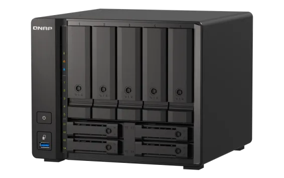 QNAP - TS-h973AX-32G-US - QNAP 9-bay Desktop NAS, AMD Ryzen V1500B 4C 8T 2.2GHz, 32GB DDR4 SODIMM