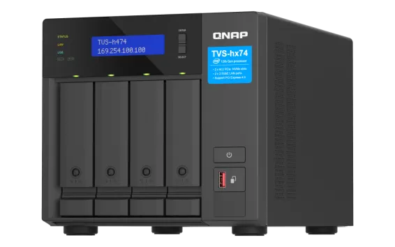 QNAP - TVS-h474-PT-8G-US - QNAP Ultra-High Speed 4 Bay NAS. Intel Pentium Gold G7400 2C Processor , 8GB RAM DDR4 RAM