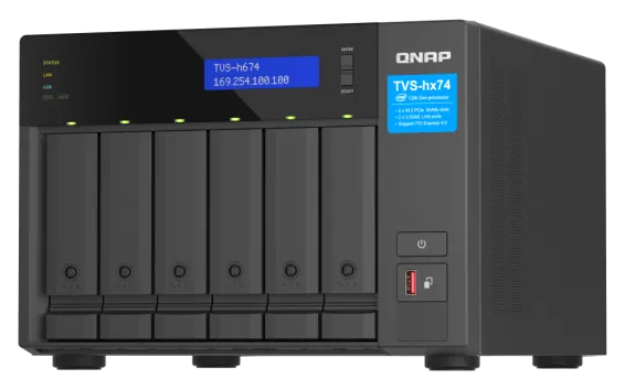QNAP - TVS-h674-i3-16G-US - QNAP Ultra-High Speed 6 Bay NAS. Intel Core i3-12100 4C/8T Processor, 16GB RAM DDR4 RAM