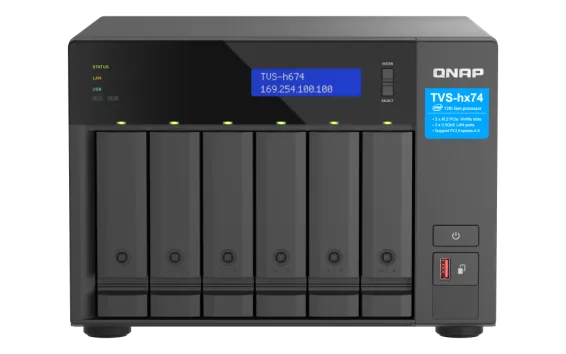 QNAP - TVS-h674-i3-16G-US - QNAP Ultra-High Speed 6 Bay NAS. Intel Core i3-12100 4C/8T Processor, 16GB RAM DDR4 RAM