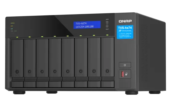 QNAP - TVS-h874-i7-32G-US - QNAP Ultra-High Speed 8 Bay NAS Intel Core i7 12C (8 Performance cores + 4 Efficient cores) /20T Processor