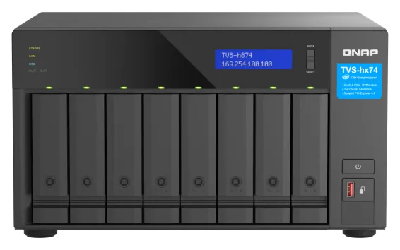 QNAP - TVS-h874X-i9-64G-US - QNAP Ultra-High Speed 8 Bay NAS. Intel Core i9 16C (8 Performance cores + 8 Efficient cores) /24T processor