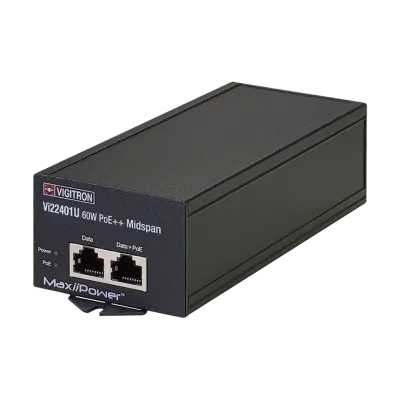 Vigitron - Vi22401U - 1-Port MaxiiPower™ af/at/bt 60W PoE Midspan w/ built in power supply