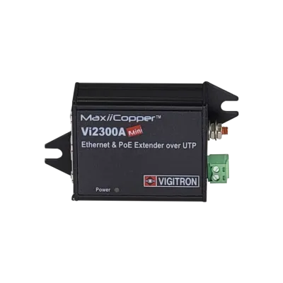 Vigitron - Vi2300A - 1-Port MaxiiCopper™ Mini Ethernet Extender over UTP, af/at/bt 72W PoE, Requires PoE source or optional Vi0012 power supply