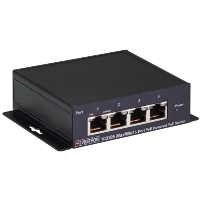 Vigitron - Vi3105 - 5-Port MaxiiNet™ PoE Powered PoE Switch, Extended UTP Uplink