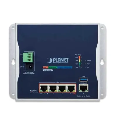 Planet - WGR-500-4P - IP30 Industrial Wall-mount Gigabit Router with 4-Port 802.3at PoE+(120W )