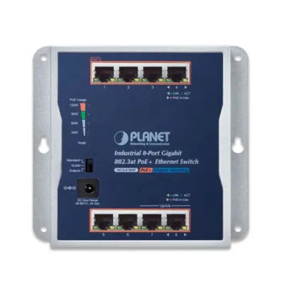 Planet - WGS-818HP - IP30 Industrial 8-Port 10/100/1000T 802.3at PoE+ Wall-mount Gigabit Switch (120W)