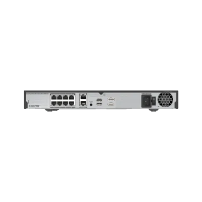 Hanwha - WRN-816S-20TB - 1U WAVE PoE NVR (Intel based) with 4 Professional licenses, 20TB RAW, supports: 16 channels with 8 PoE/PoE+ ports (PoE Budget 100W), Wisenet WAVE pre-installed, H.264/H.265/MJPEG, 2 fixed internal SATA HDDs (10TB max per HDD)