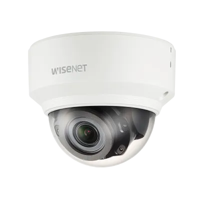 Hanwha - XND-8080RV - Wisenet X powered by Wisenet 5 network IR indoor vandal dome camera, 5MP @30fps, motorized vari-focal lens 2.4x (3.9~9.4mm) (92.1°~38.7°), triple codec H.265/H.264/MJPEG with WiseStream II technology, 120dB WDR, USB port for eas