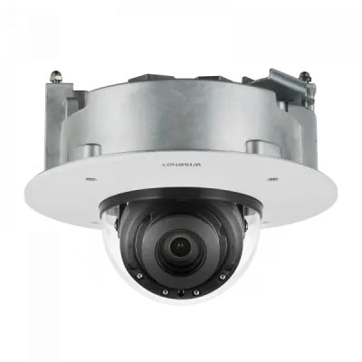 Hanwha - XND-9082RF - Wisenet 7 X-plus series network IR flush mount camera (plenum), 4K (8MP Max) @ 30fps, motorized vari-focal lens 3x (2.8~8.4mm), triple codec H.265/H.264/MJPEG with WiseStreamII technology, Extreme WDR, USB and CVBS port for easy