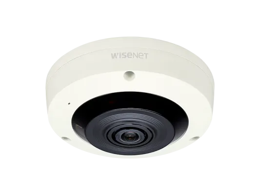 Hanwha - XNF-8010R - Wisenet X powered by Wisenet 5 network indoor fisheye, 6MP CMOS sensor, 2048x2048 @ 30fps, 1.6mm fixed lens (192°), triple codec H.265/H.264/MJPEG with WiseStream II technology, 120dB WDR, USB port for easy installation, advanced